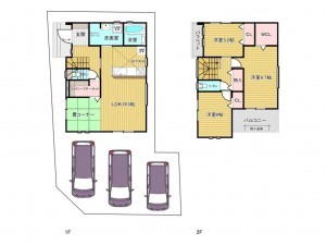 あま市木田、新築一戸建ての間取り画像です