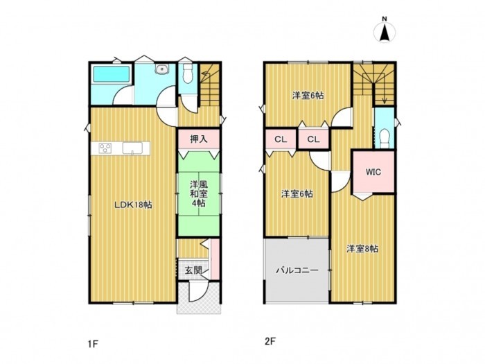 北名古屋市中之郷、新築一戸建ての間取り画像です