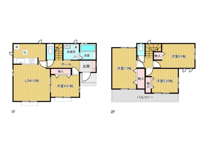 あま市新居屋、新築一戸建ての間取り画像です