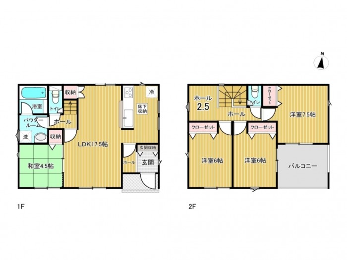 あま市下萱津、新築一戸建ての間取り画像です