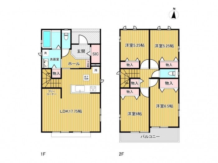 あま市上萱津、新築一戸建ての間取り画像です