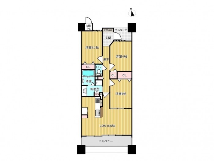 稲沢市大塚南、マンションの間取り画像です