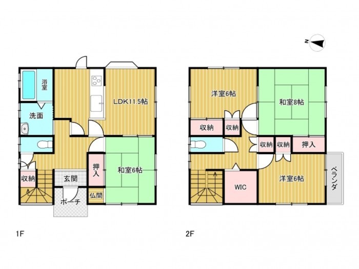 あま市蜂須賀、中古一戸建ての間取り画像です