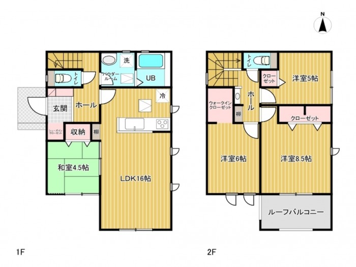 北名古屋市熊之庄、新築一戸建ての間取り画像です
