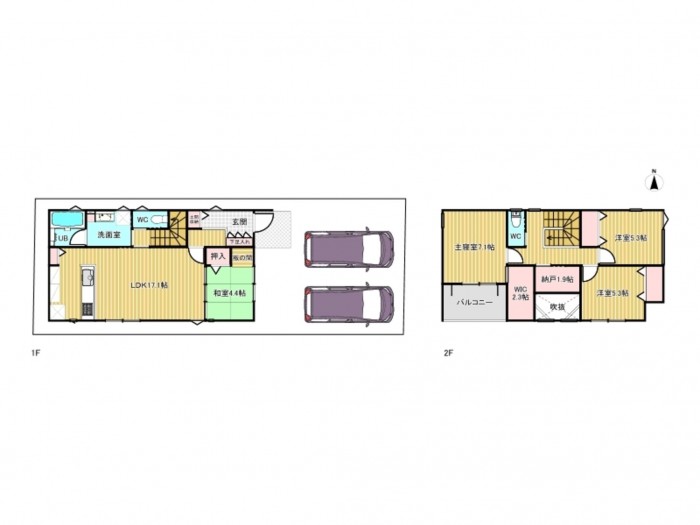北名古屋市高田寺、新築一戸建ての間取り画像です