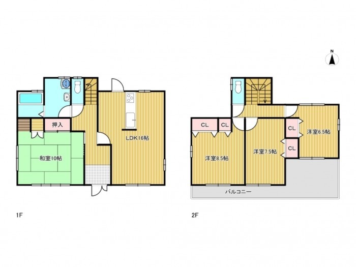 北名古屋市法成寺、中古一戸建ての間取り画像です