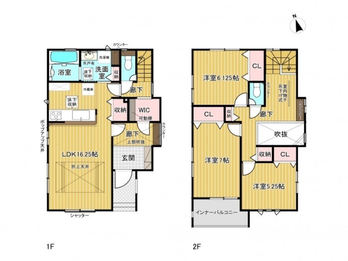北名古屋市熊之庄、新築一戸建ての間取り画像です