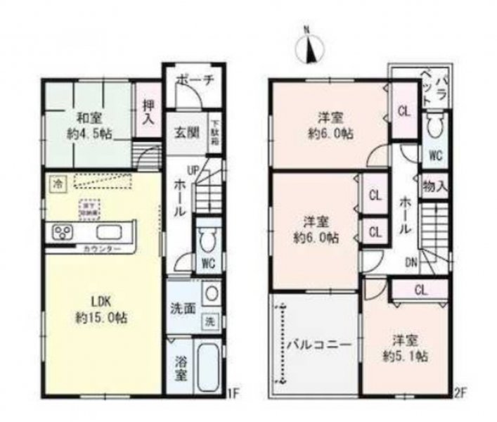 物件画像 一戸建て三木市志染町西自由が丘間取り