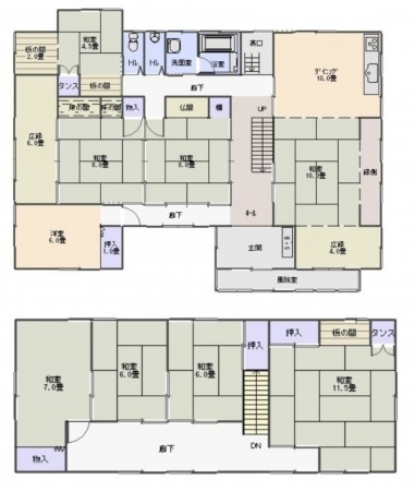 鶴岡市越中山、中古一戸建ての間取り画像です