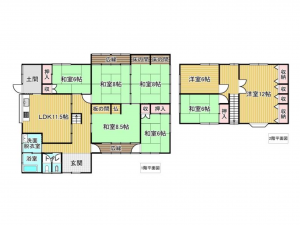 鶴岡市大針、中古一戸建ての間取り画像です