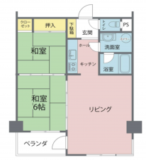 鶴岡市湯野浜、マンションの間取り画像です