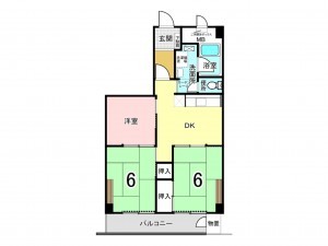 千葉市美浜区真砂、マンションの間取り画像です