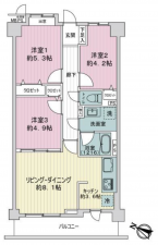 船橋市飯山満町、マンションの間取り画像です