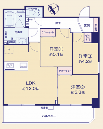 江戸川区平井、マンションの間取り画像です