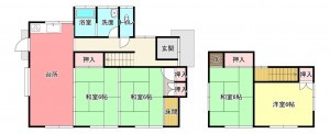 福山市駅家町大字弥生ケ丘、中古一戸建ての間取り画像です