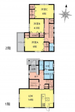 福山市加茂町字中野、新築一戸建ての間取り画像です