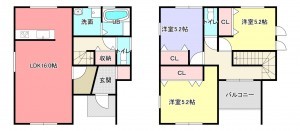 福山市、新築一戸建ての間取り画像です