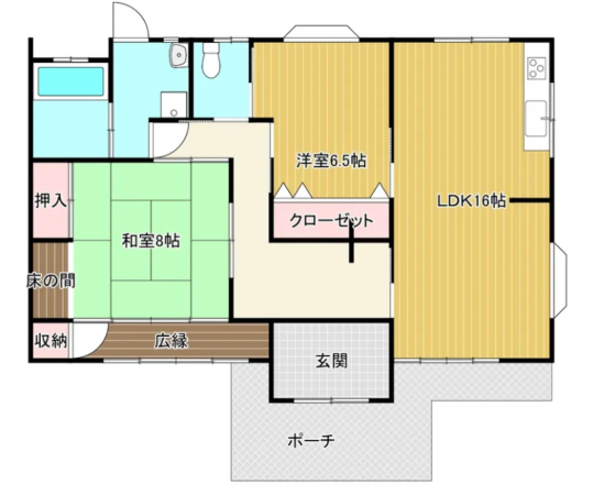 福山市新市町大字金丸、中古一戸建ての間取り画像です