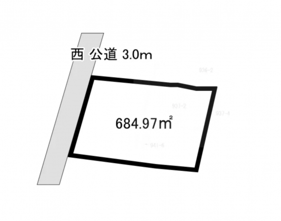 福山市加茂町字粟根、土地の間取り画像です