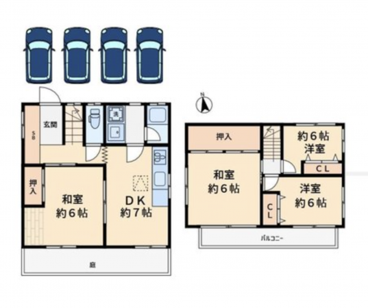 福山市、中古一戸建ての間取り画像です