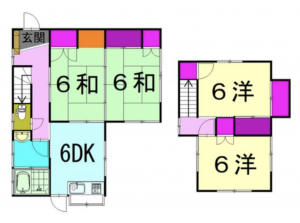 福山市坪生町、中古一戸建ての間取り画像です