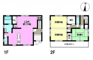 福山市千田町、中古一戸建ての間取り画像です