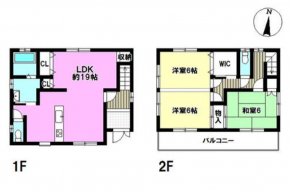 福山市千田町、中古一戸建ての間取り画像です