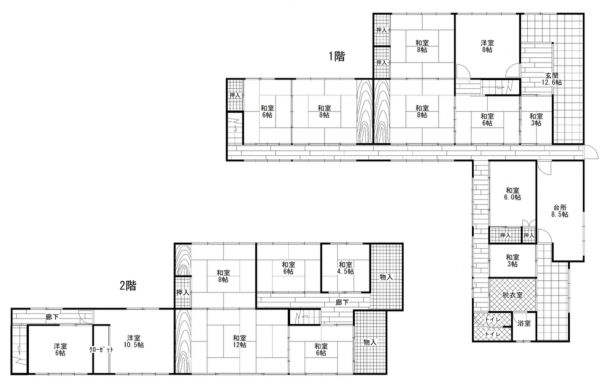 福山市新市町大字戸手、中古一戸建ての間取り画像です