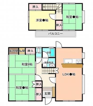 福山市駅家町大字中島、中古一戸建ての間取り画像です