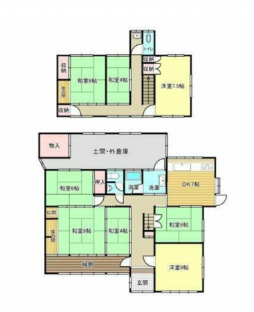 福山市新市町大字戸手、中古一戸建ての間取り画像です