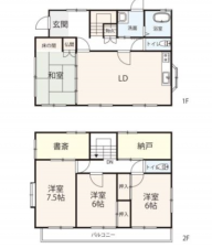 福山市坪生町、中古一戸建ての間取り画像です