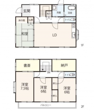福山市坪生町、中古一戸建ての間取り画像です