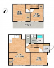 福山市神辺町字道上、中古一戸建ての間取り画像です