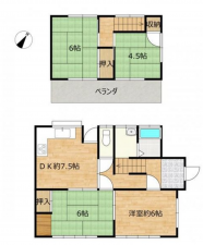 福山市神辺町字道上、中古一戸建ての間取り画像です