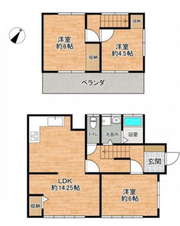 福山市神辺町字道上、中古一戸建ての間取り画像です