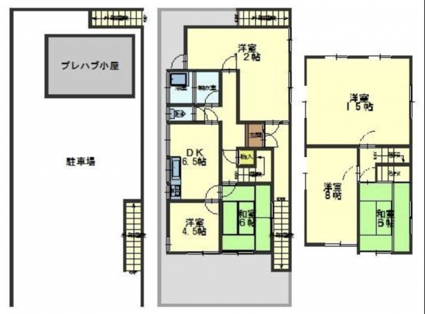 福山市芦田町大字下有地、中古一戸建ての間取り画像です