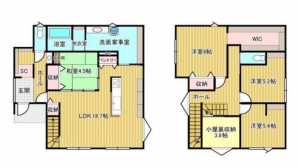 福山市駅家町大字万能倉、新築一戸建ての間取り画像です