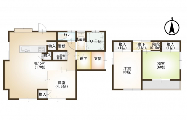 福山市加茂町字芦原、中古一戸建ての間取り画像です