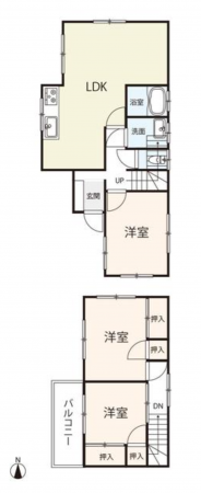 福山市山手町、中古一戸建ての間取り画像です