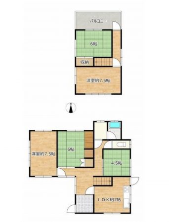 福山市御幸町大字中津原、中古一戸建ての間取り画像です