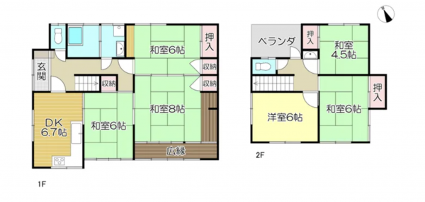 福山市駅家町大字弥生ケ丘、中古一戸建ての間取り画像です