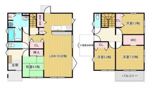福山市新市町大字戸手、中古一戸建ての間取り画像です