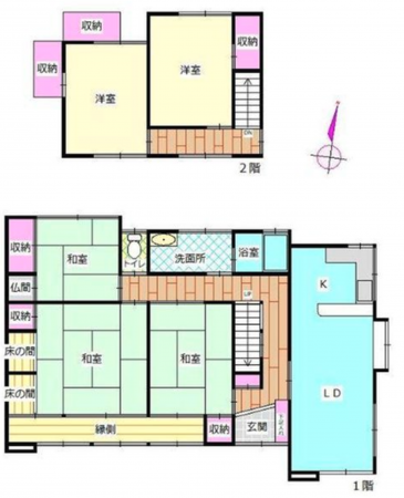 福山市駅家町大字弥生ケ丘、中古一戸建ての間取り画像です
