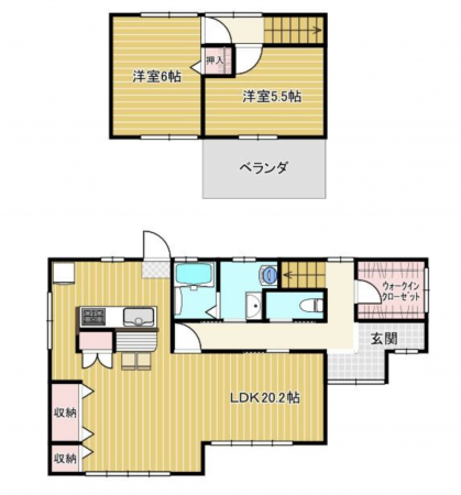福山市駅家町大字万能倉、中古一戸建ての間取り画像です