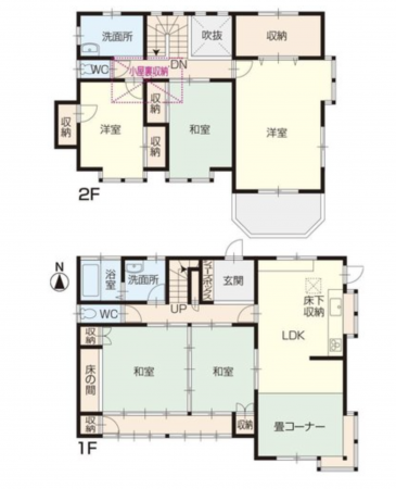 福山市坪生町、中古一戸建ての間取り画像です
