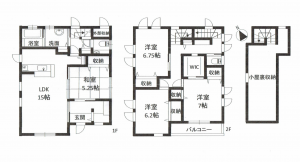 府中市桜が丘、中古一戸建ての間取り画像です