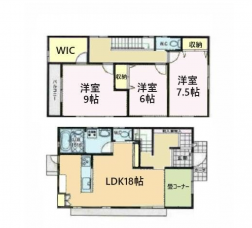 福山市御幸町大字中津原、中古一戸建ての間取り画像です