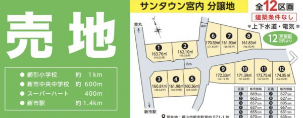 福山市新市町大字宮内、土地の画像です