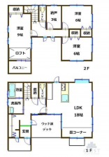 福山市駅家町大字万能倉、中古一戸建ての間取り画像です