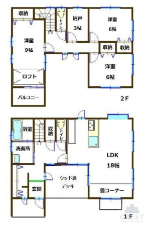 福山市駅家町大字万能倉、中古一戸建ての間取り画像です